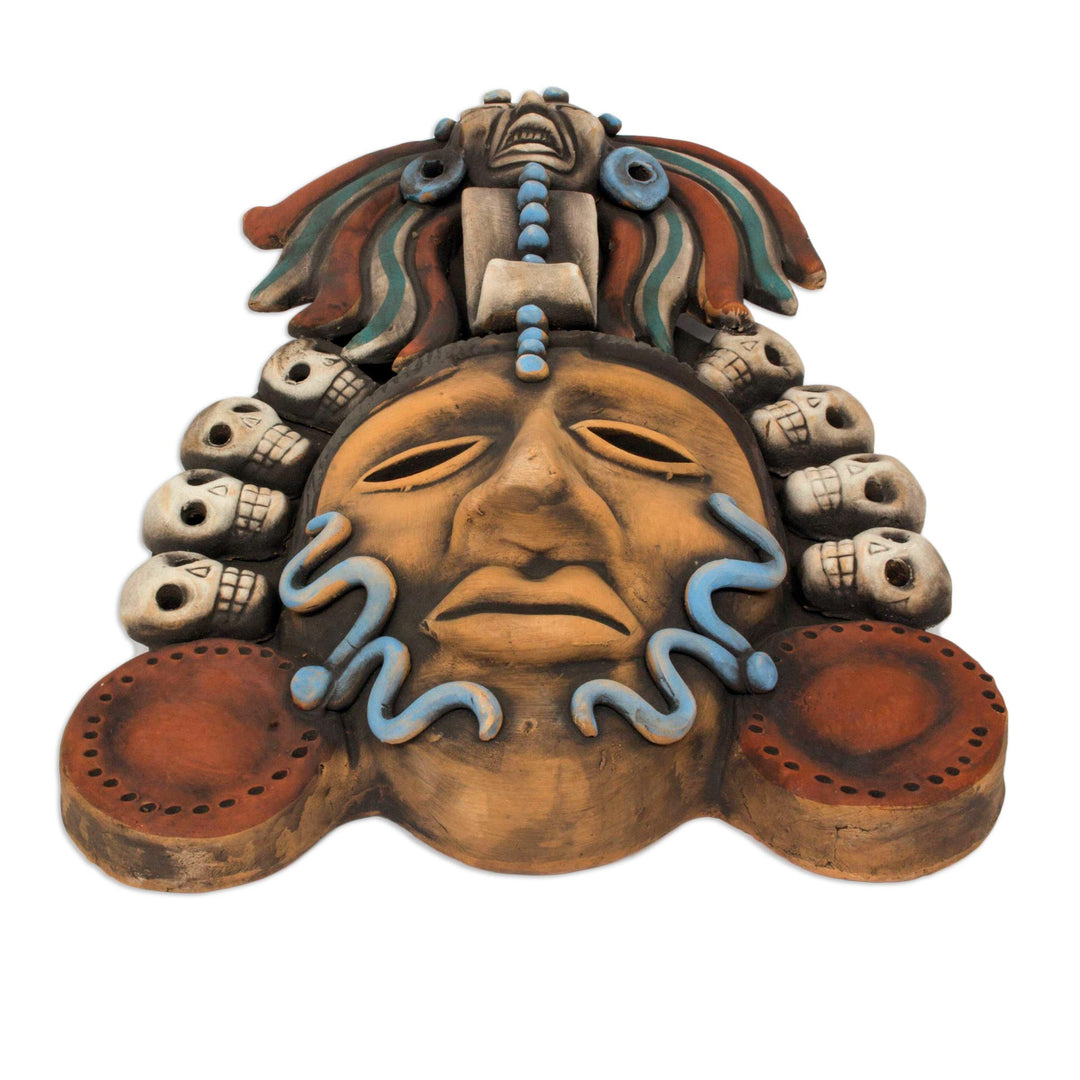 Ceramic Mexican Aztec Mask with Skulls - Honoring Death