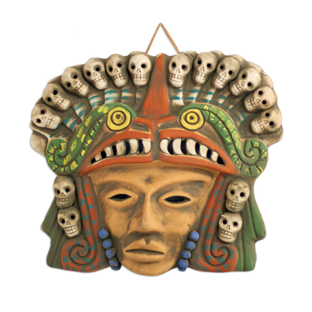 Mexican Ceramic Pre-Hispanic Mask with Skulls - Quetzalcoatl Death Dance