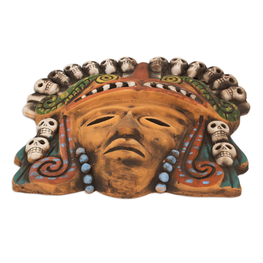 Mexican Ceramic Pre-Hispanic Mask with Skulls - Quetzalcoatl Death Dance