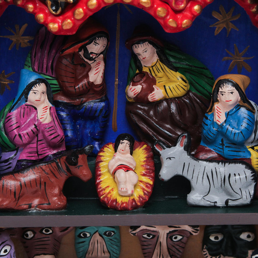 Handcrafted Christmas Retablo Diorama Nativity Scene - Christmas with Musicians