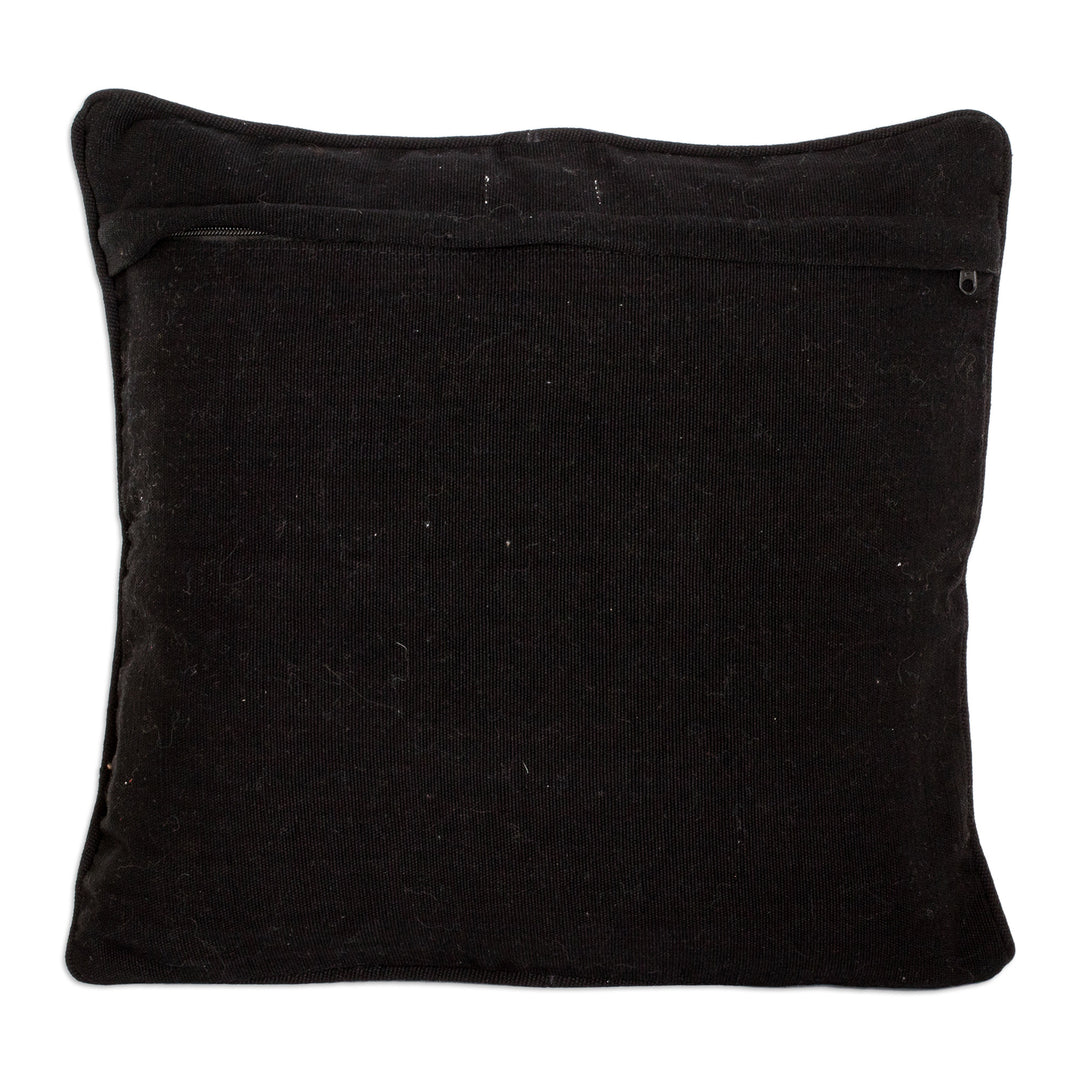 Red Deer Theme Maya Backstrap Black Cotton Cushion Cover - Red Maya Deer