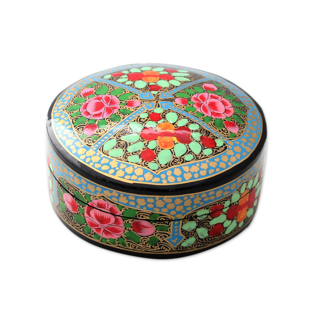Artisan Crafted Papier Mache Coasters with Holder (Set of 6) - Kashmir Floral