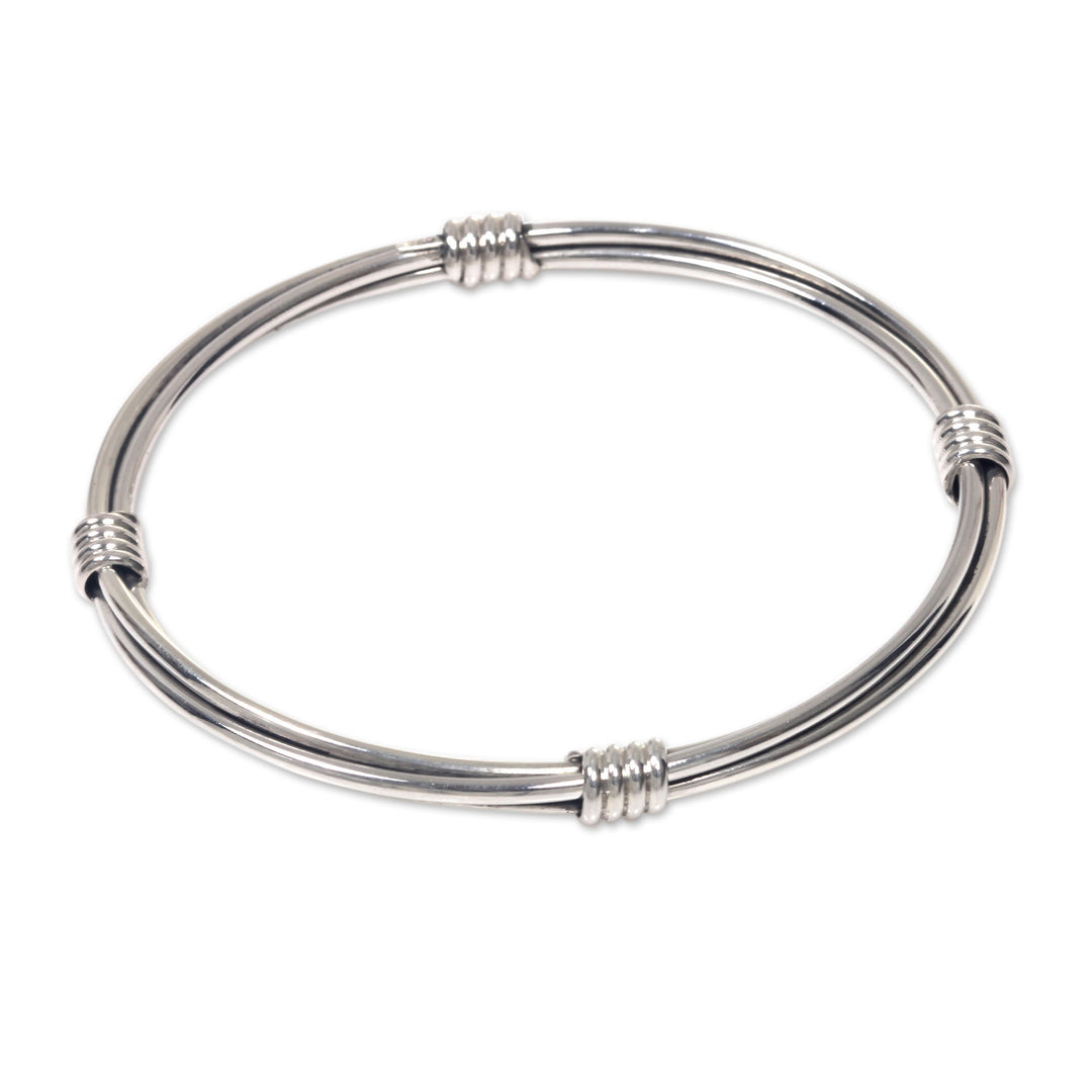 Modern Balinese Handcrafted Sterling Silver Bangle Bracelet - In Unity