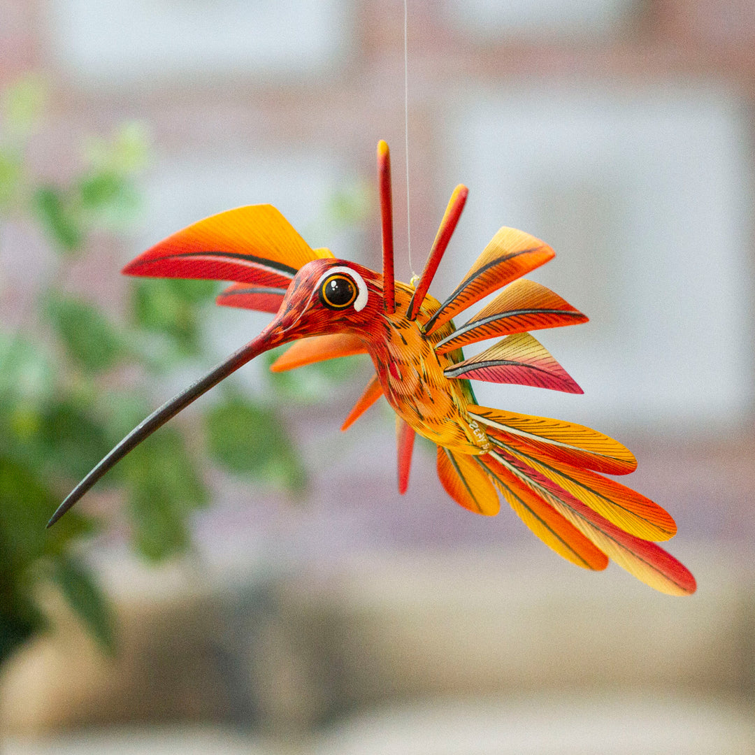 Multi Color Hummingbird Alebrije Sculpture Crafted by Hand - Colorful Hummingbird