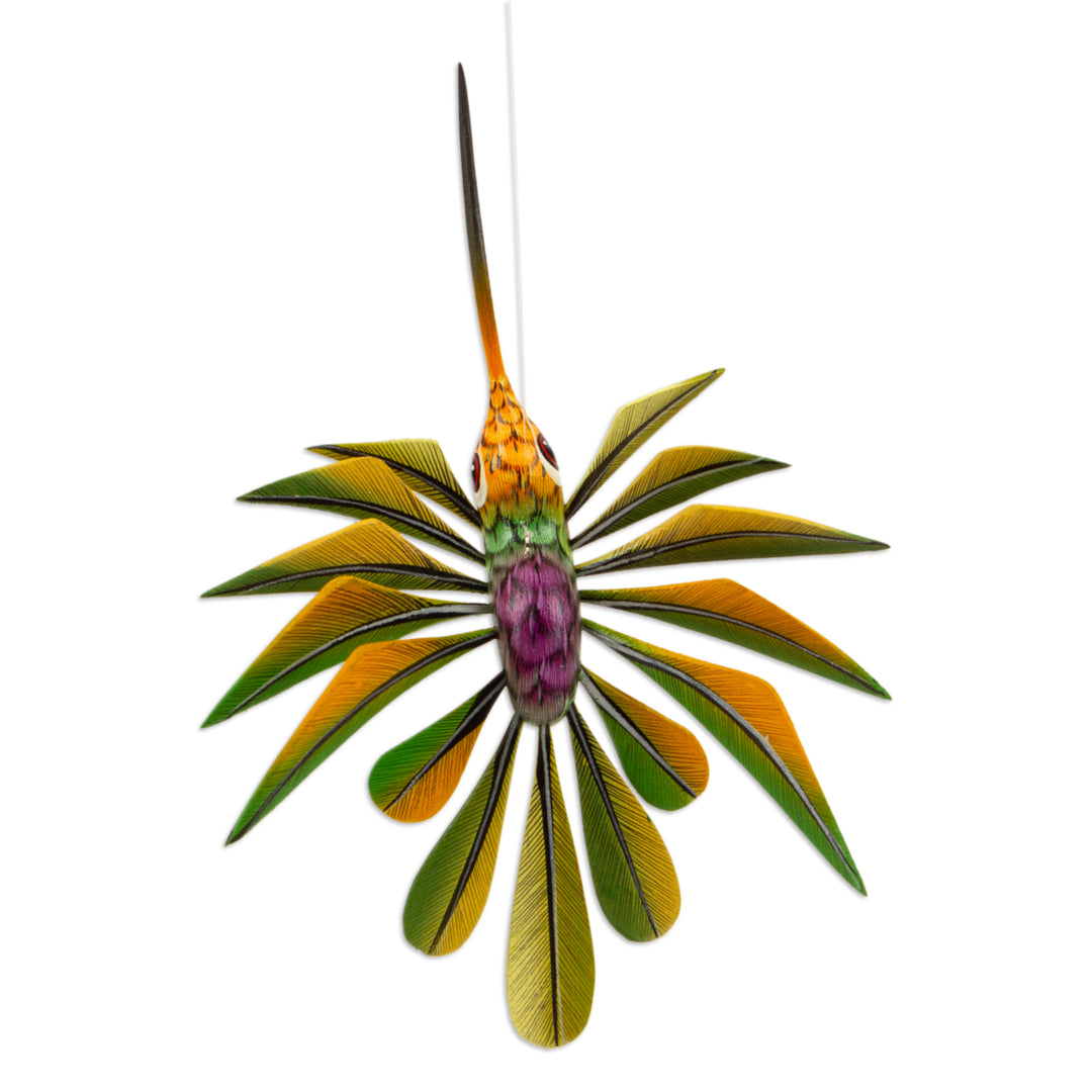 Green Hummingbird Alebrije Sculpture Crafted by Hand - Green Hummingbird