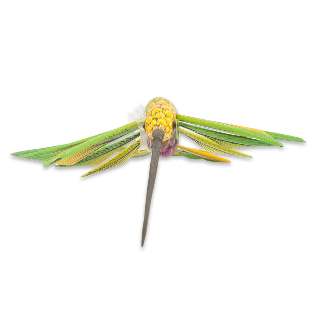 Green Hummingbird Alebrije Sculpture Crafted by Hand - Green Hummingbird