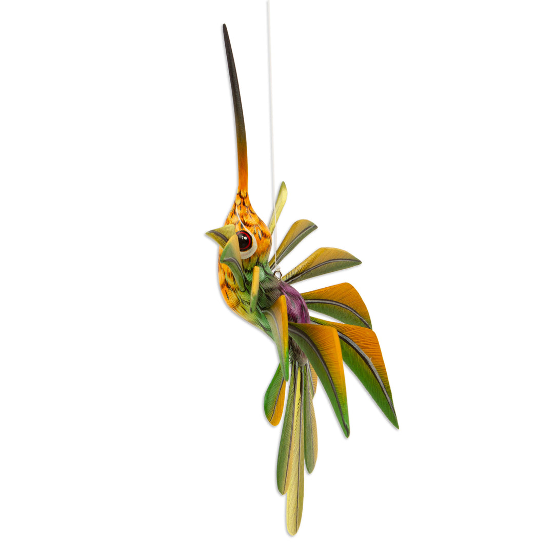 Green Hummingbird Alebrije Sculpture Crafted by Hand - Green Hummingbird