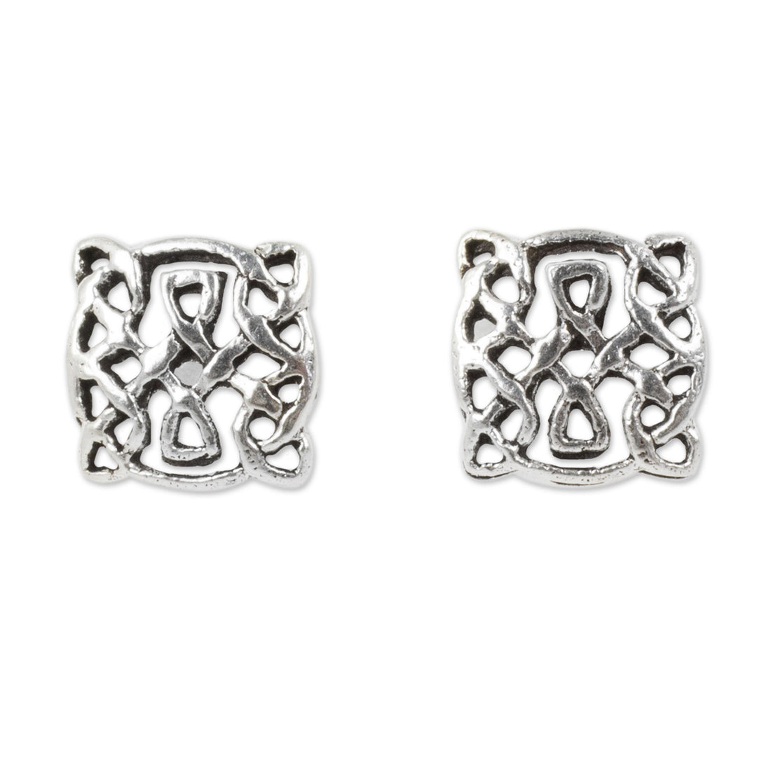 Artisan Crafted Petite Celtic Knot Silver Earrings - Celtic Circle