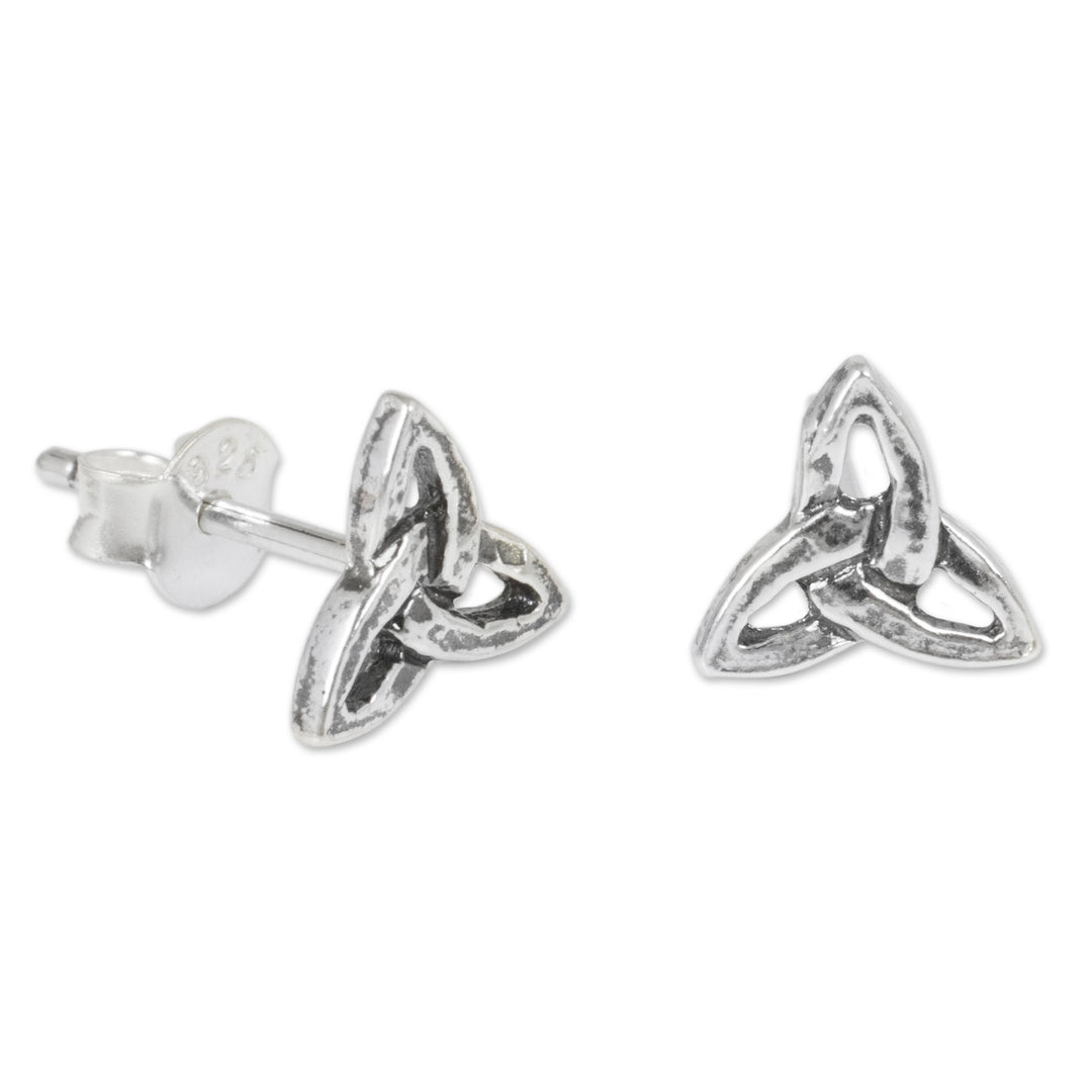 Handcrafted Celtic Trinity Knot Sterling Silver Earrings - Celtic Trinity