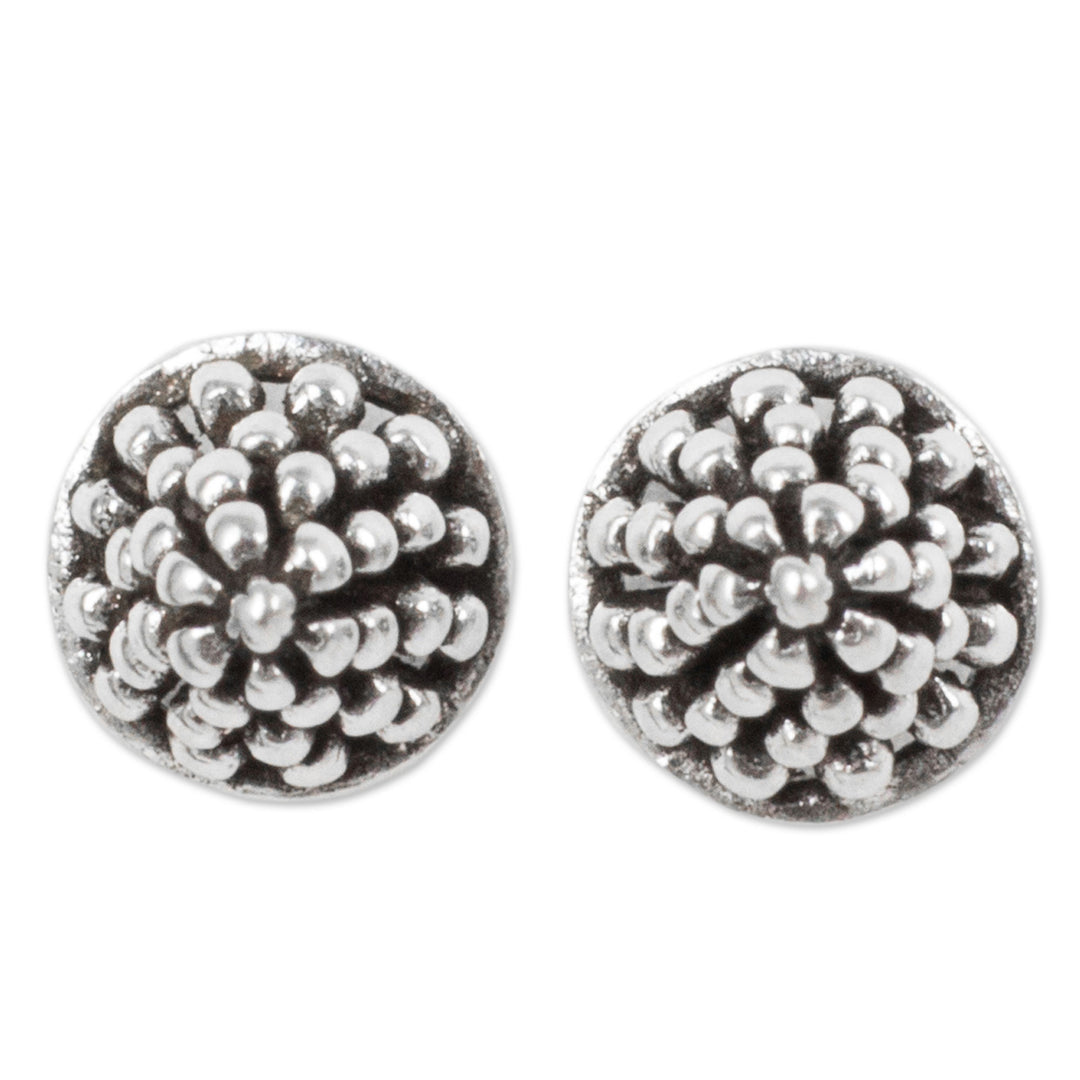 Fair Trade Silver Berry Theme Stud Earrings - Shining Berry