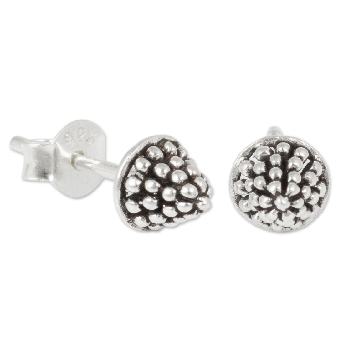 Fair Trade Silver Berry Theme Stud Earrings - Shining Berry