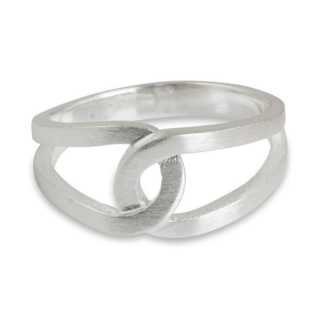 Modern Thai Artisan Crafted Brushed Silver Ring - Eternity Knot