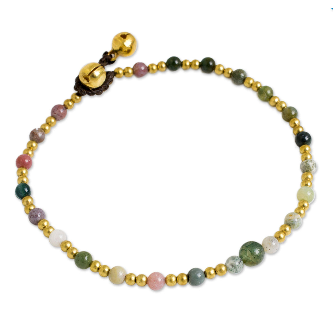 Colorful Agate and Brass Handcrafted Anklet - Cheerful Walk