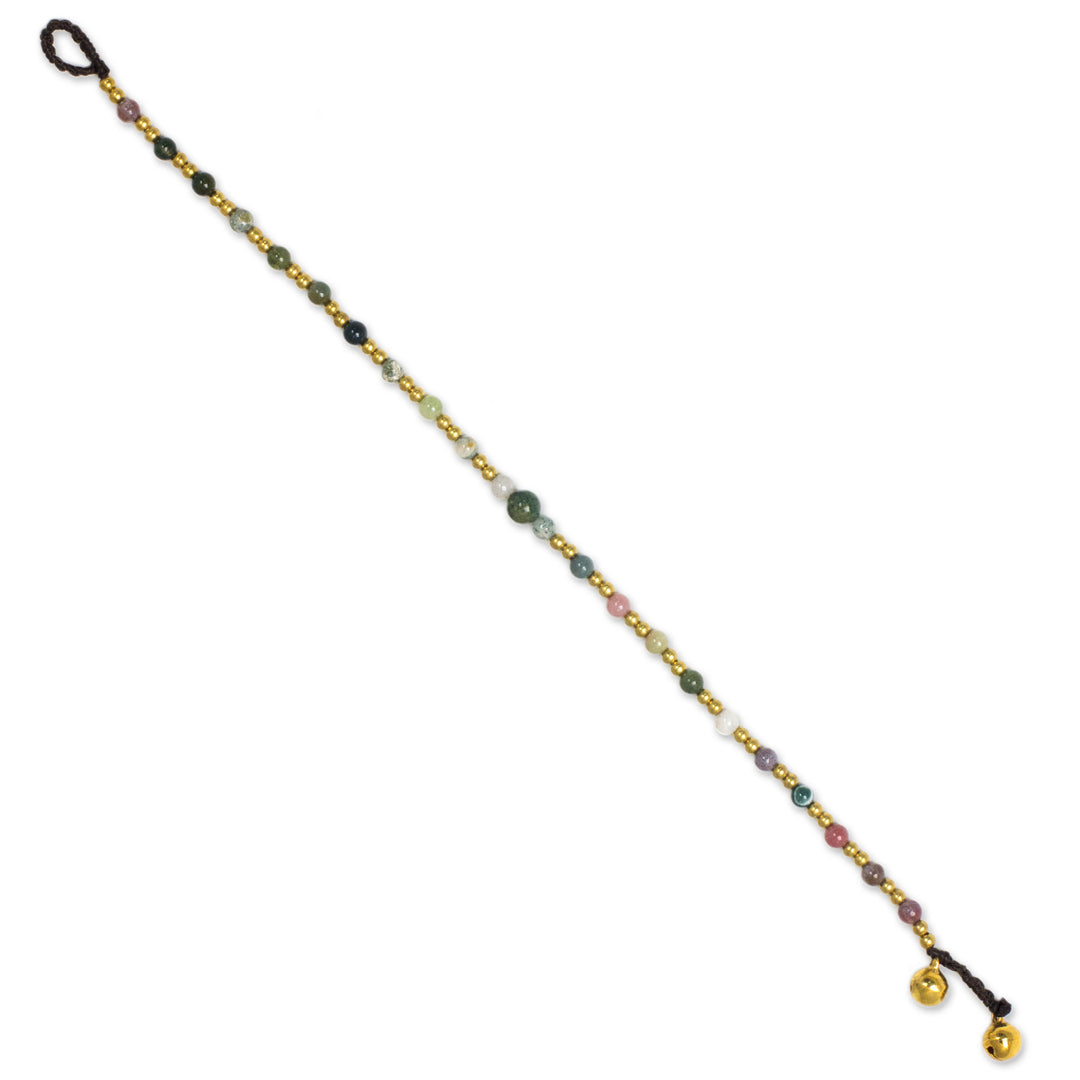 Colorful Agate and Brass Handcrafted Anklet - Cheerful Walk