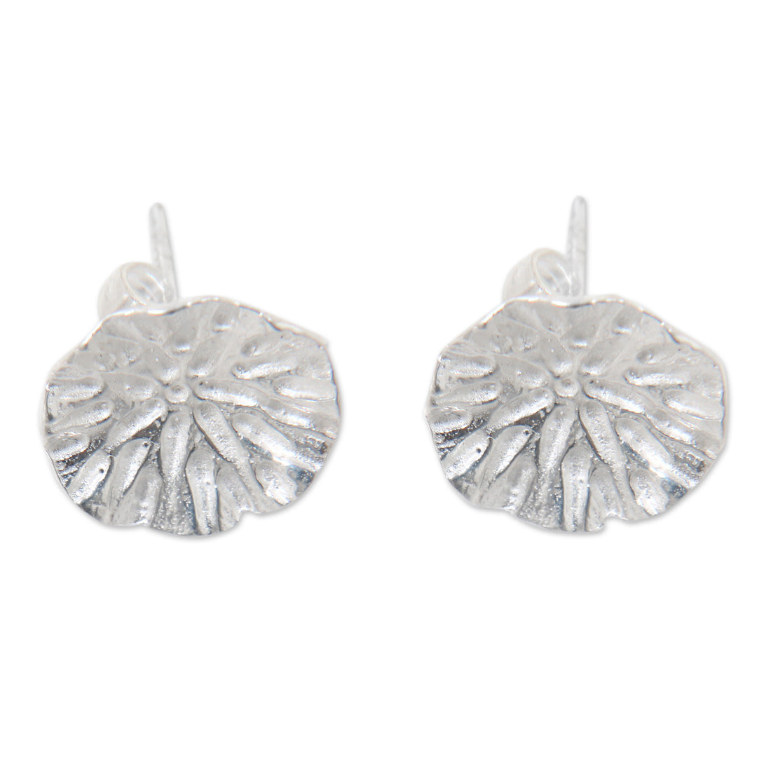 Bali Handcrafted Sterling Silver Leaf Earrings - Pennywort Leaf