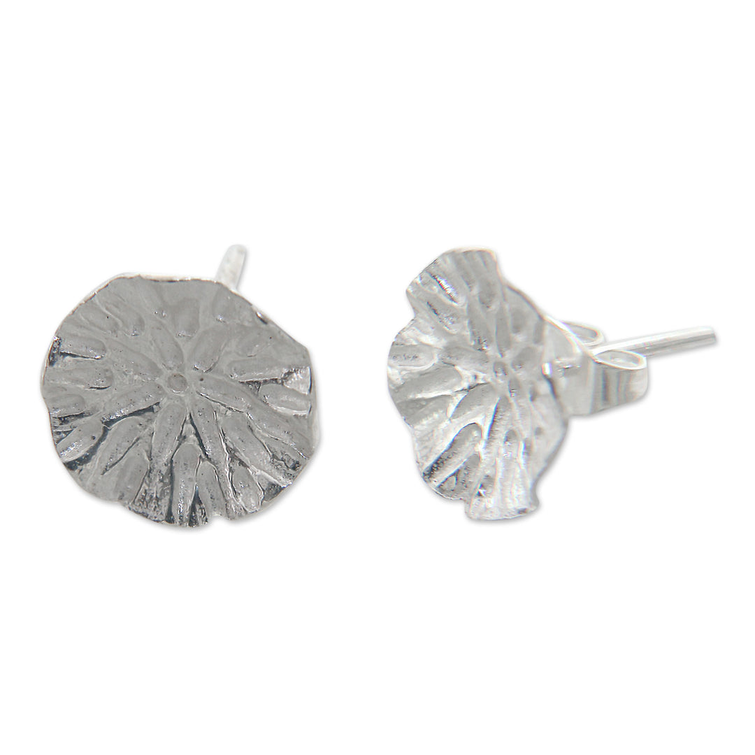 Bali Handcrafted Sterling Silver Leaf Earrings - Pennywort Leaf