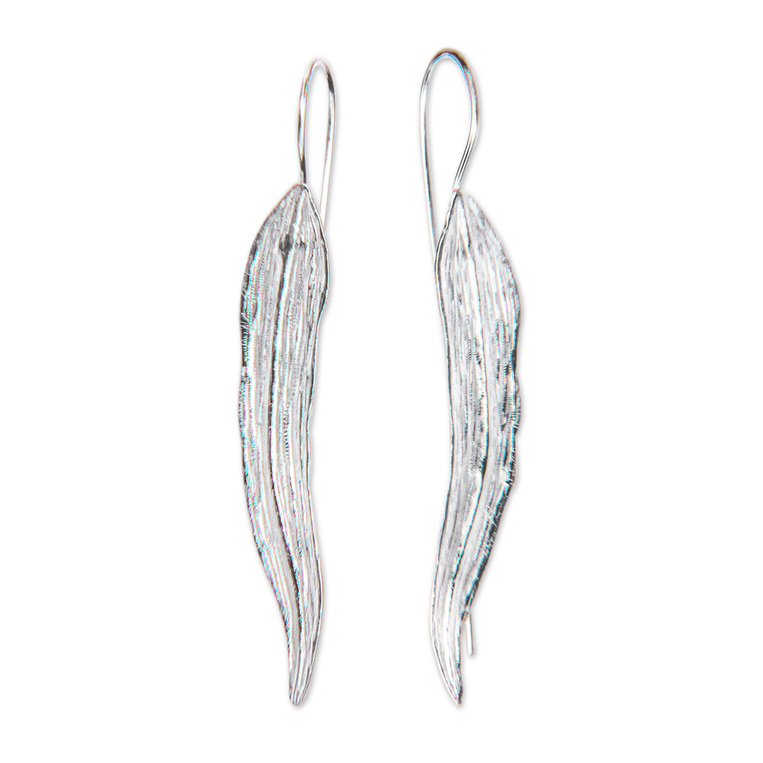 Leaf Earrings Handcrafted of Sterling Silver in Bali - Willow Leaf