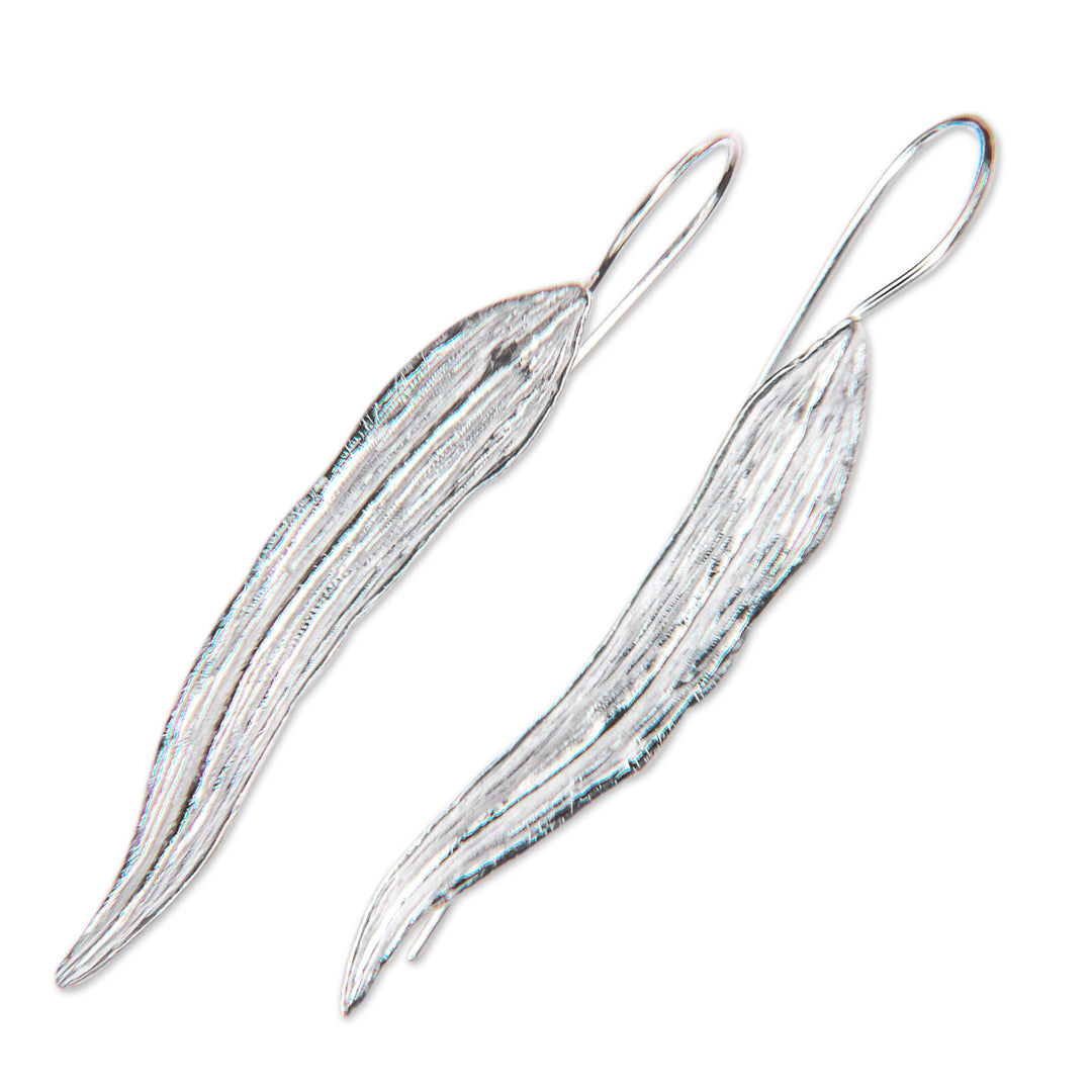 Leaf Earrings Handcrafted of Sterling Silver in Bali - Willow Leaf