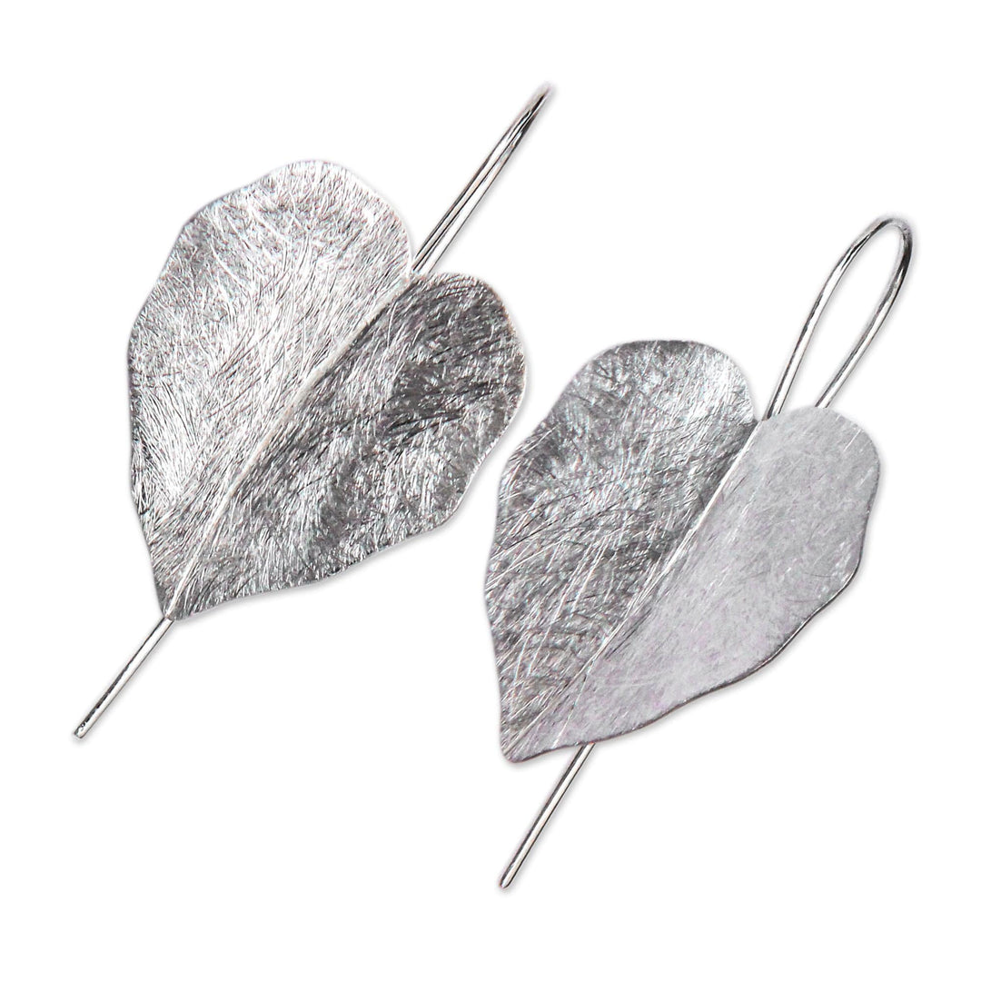 Sterling Silver Leaf Earrings Handcrafted in Bali - Hibiscus Leaves