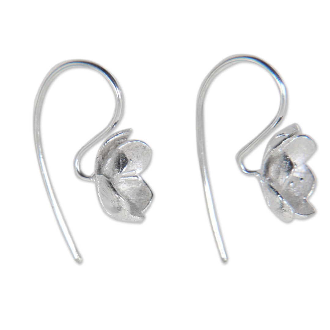 Sterling Silver Drop Earrings from Bali - Petite Camellia