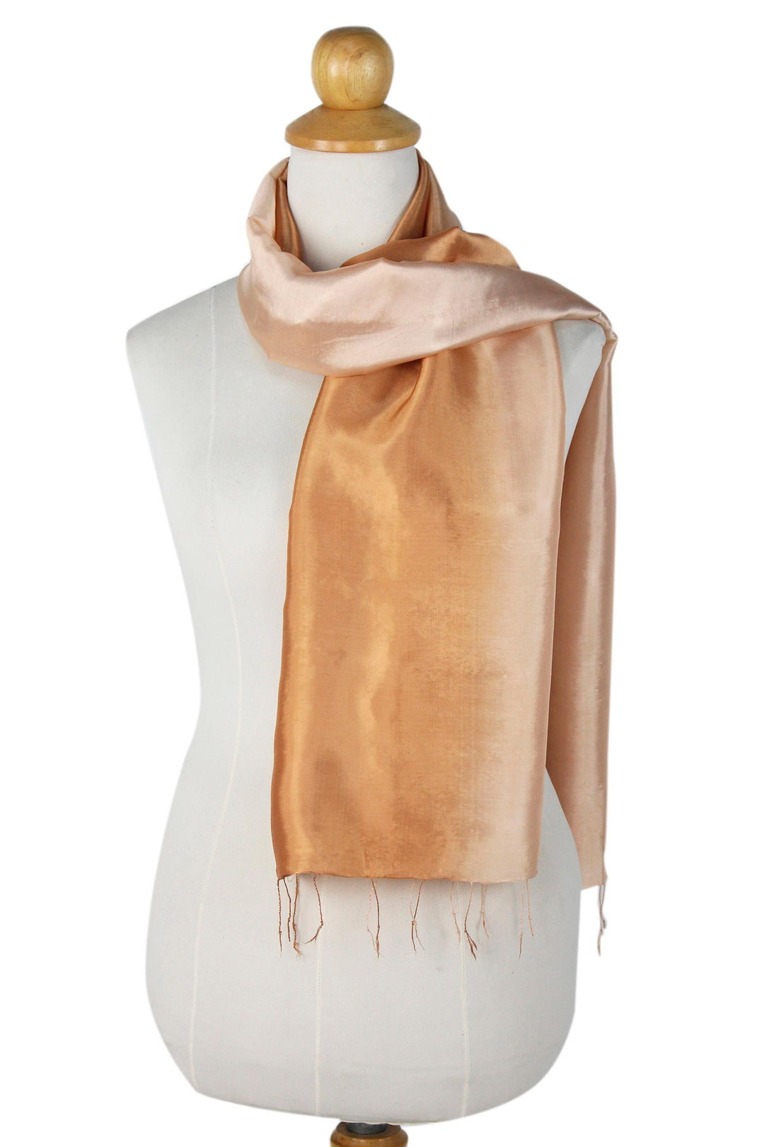 Silky Rayon Blend Scarf for Women Crafted in Thailand - Caramel Shimmer