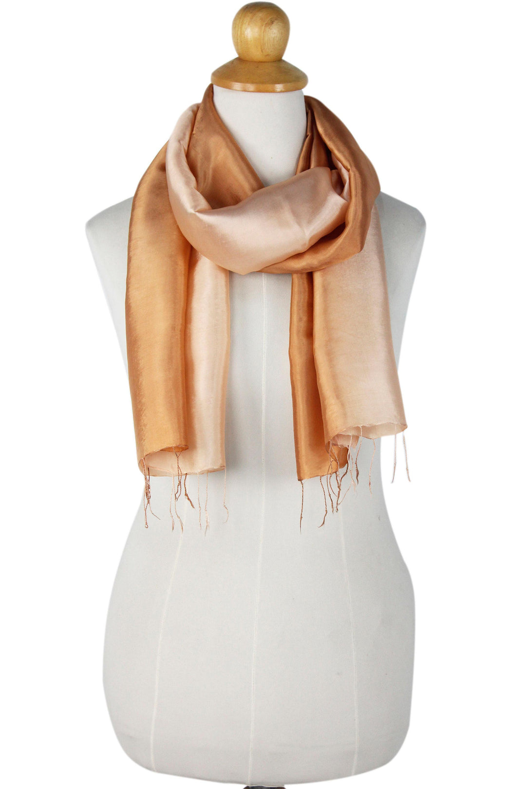Silky Rayon Blend Scarf for Women Crafted in Thailand - Caramel Shimmer