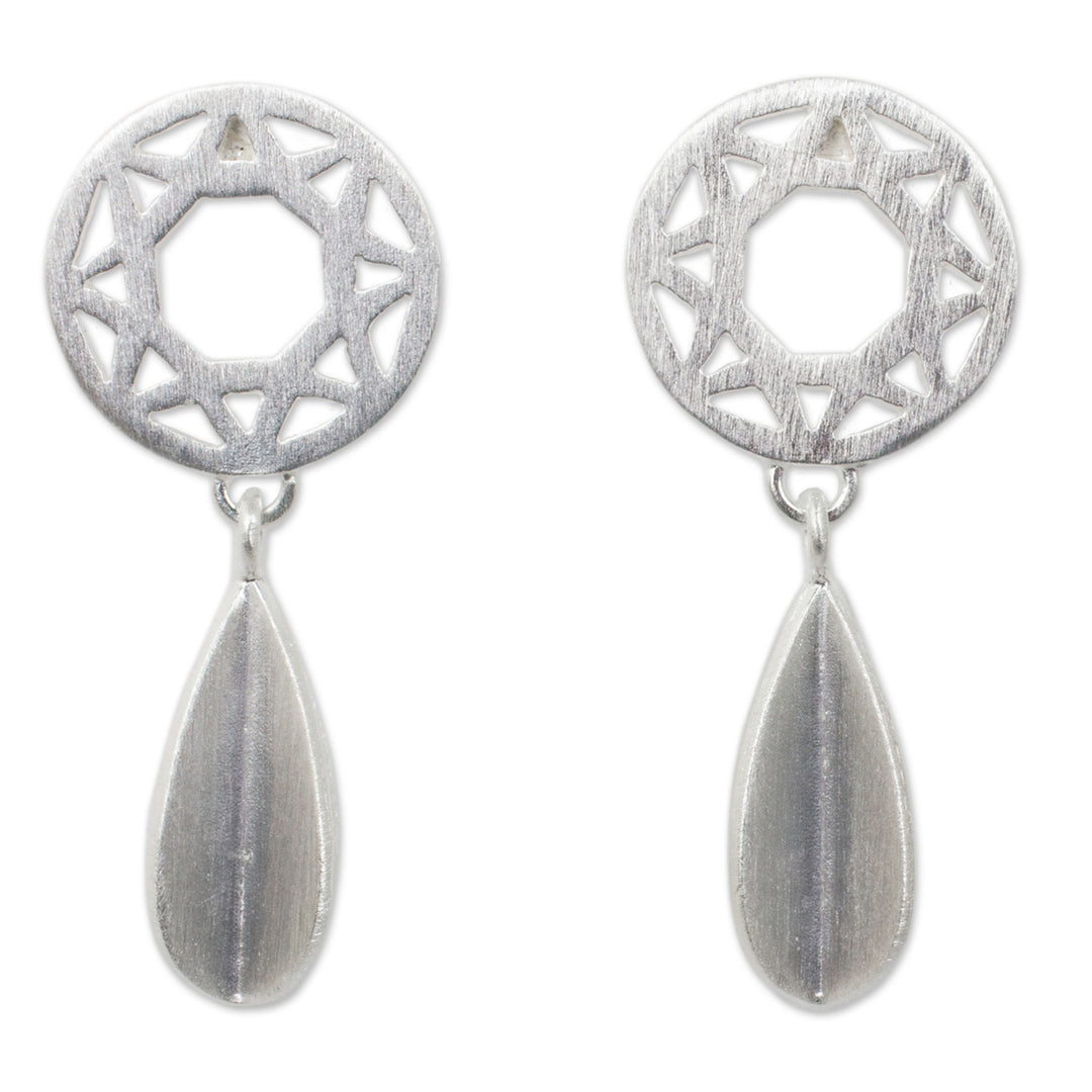 Handmade Modern Thai Sterling Silver Dangle Earrings - Starlight Geometry