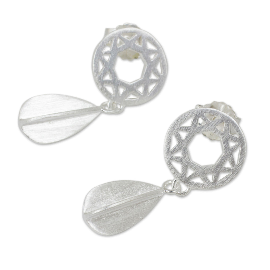 Handmade Modern Thai Sterling Silver Dangle Earrings - Starlight Geometry