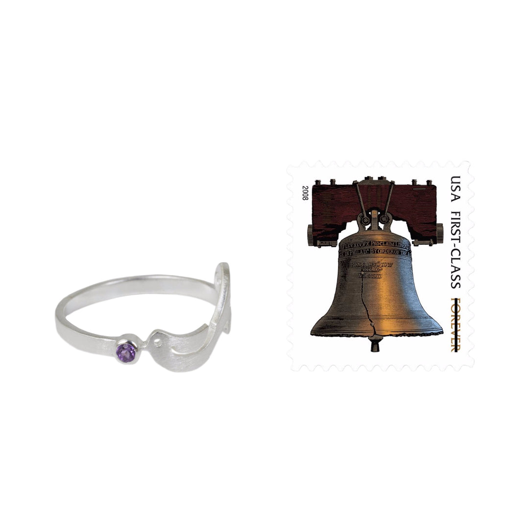 Thai Artisanal Sterling Silver Bird Ring with Amethyst - Gift from a Dove