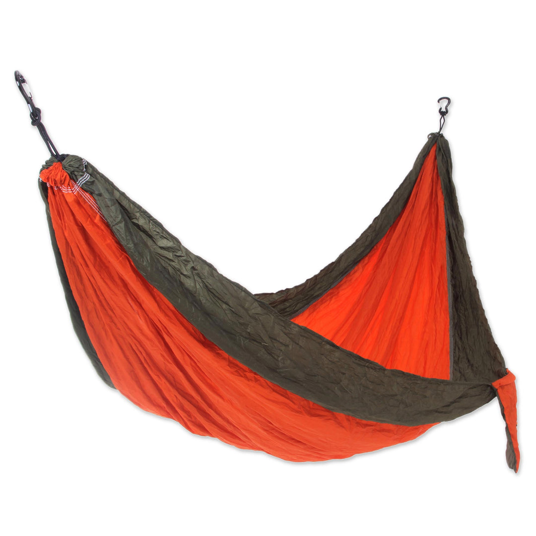 Orange Green Portable Parachute Fabric Hammock (Single) - Summer Dreams