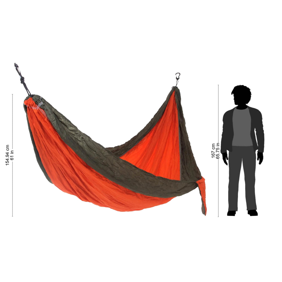 Orange Green Portable Parachute Fabric Hammock (Single) - Summer Dreams