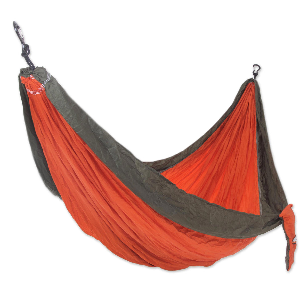 Orange Green Portable Parachute Fabric Hammock (Double) - Summer Dreams