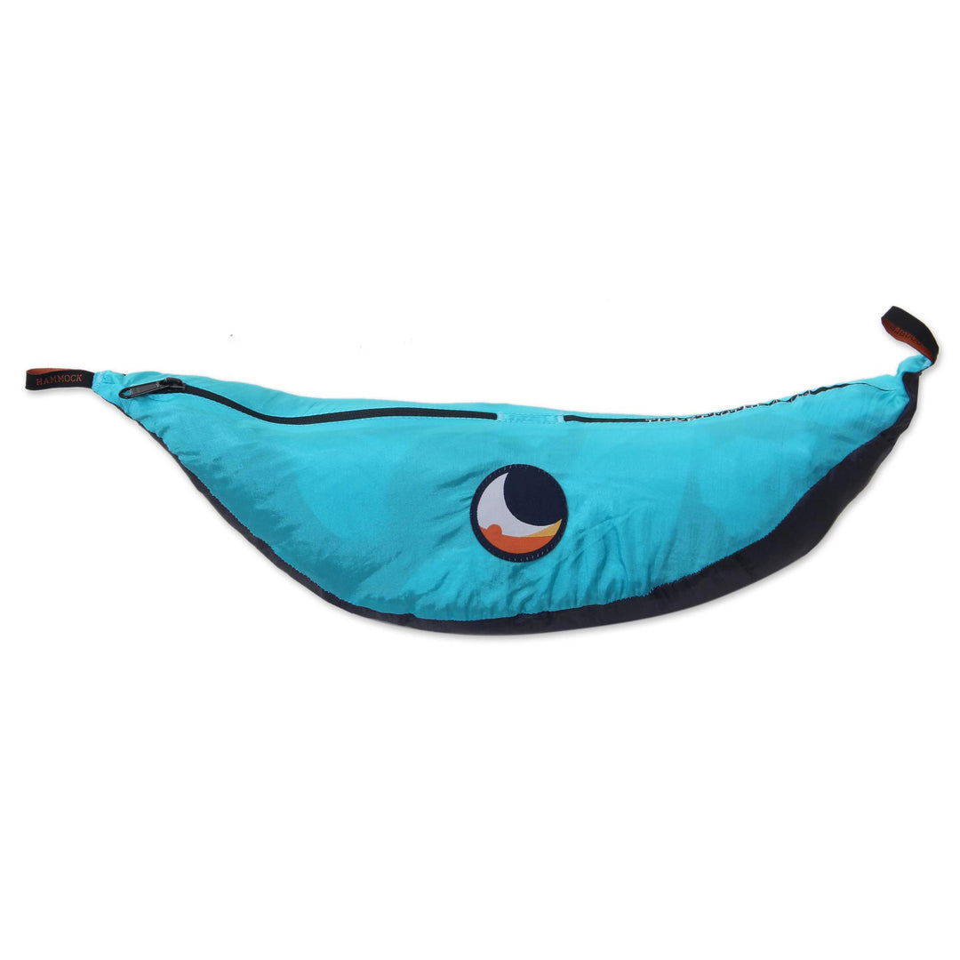Grey Turquoise Portable Parachute Fabric Hammock (Double) - Highland Dreams