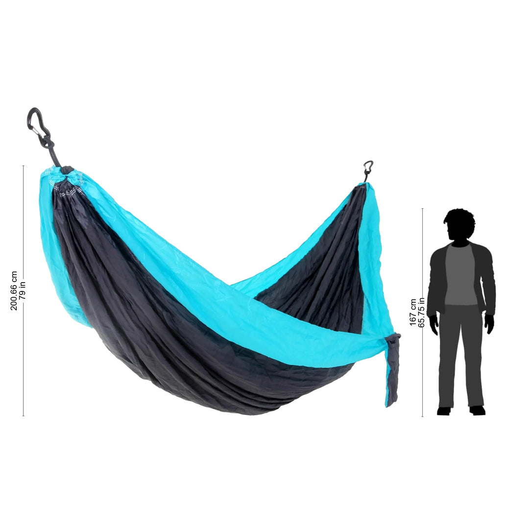Grey Turquoise Portable Parachute Fabric Hammock (Double) - Highland Dreams