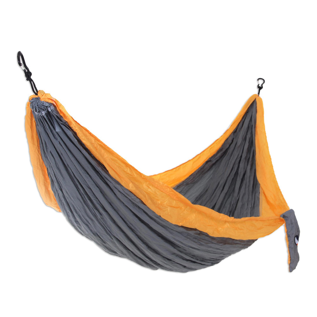 Grey Yellow Portable Parachute Fabric Hammock (Double) - Morning Dreams