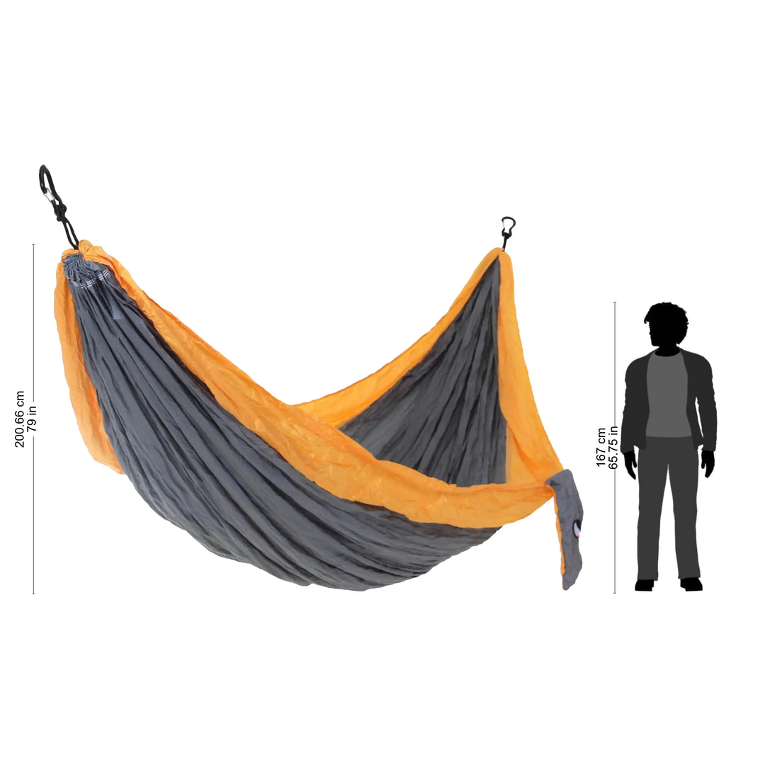 Grey Yellow Portable Parachute Fabric Hammock (Double) - Morning Dreams