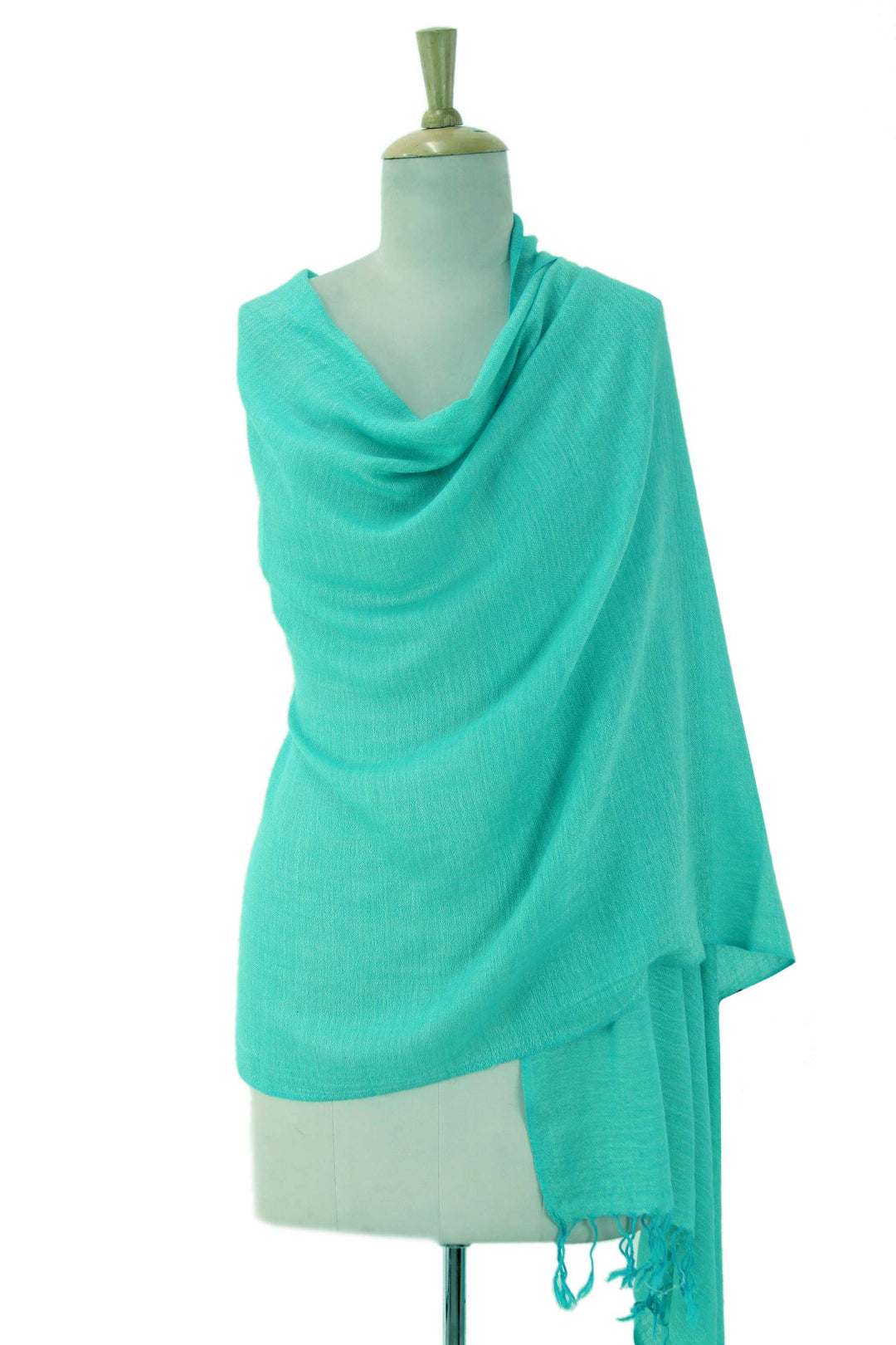Hemlock Green Shawl Wool Blend Wrap from India - Green Diamond Fantasy'
