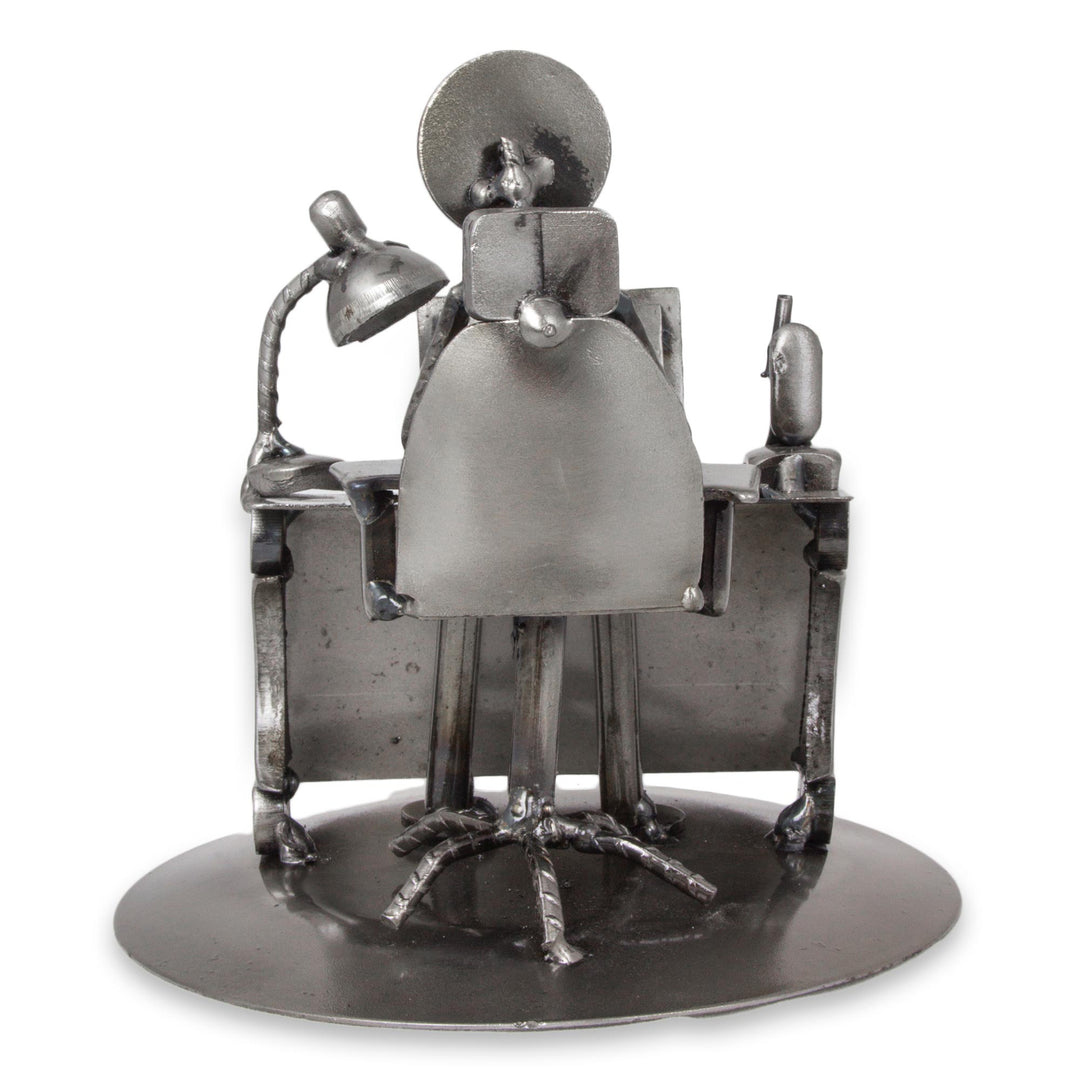 Upcycled Metal and Auto Parts Sculpture from Mexico - Hard-Working Executive