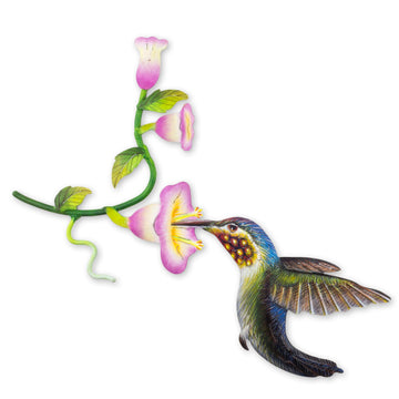 Hummingbird and Hollyhocks