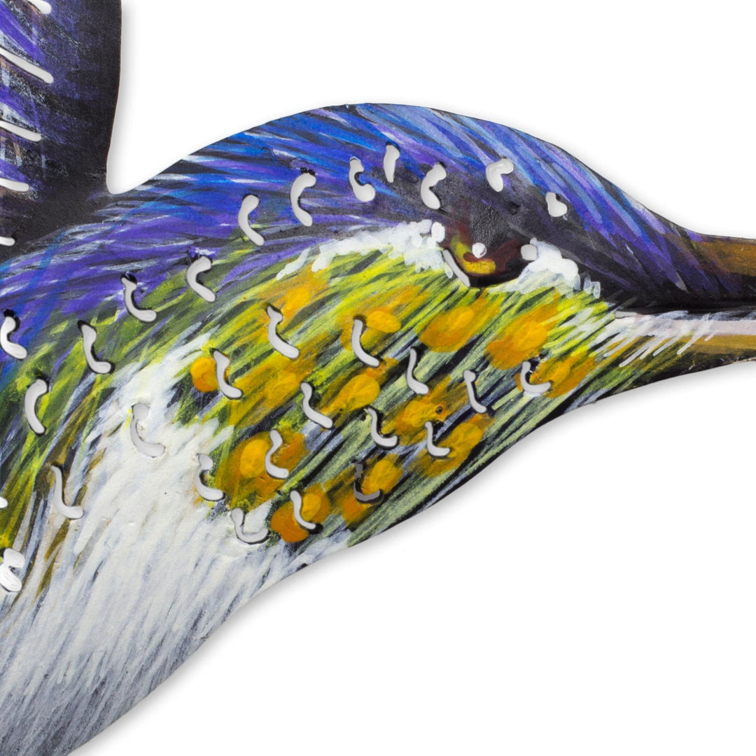 Hummingbird and Flowers Steel Wall Art Crafted by Hand - Exotic Nectar in Orange