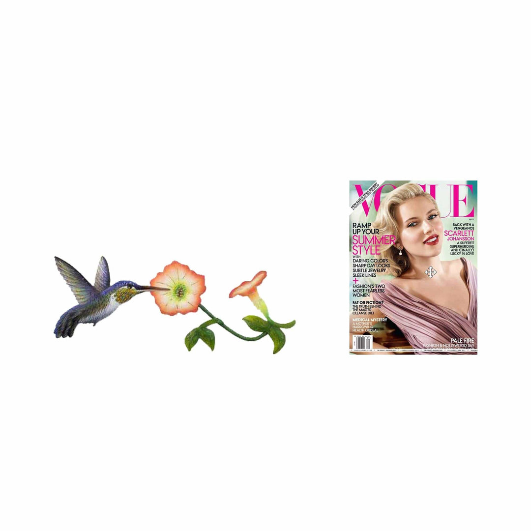 Hummingbird and Flowers Steel Wall Art Crafted by Hand - Exotic Nectar in Orange