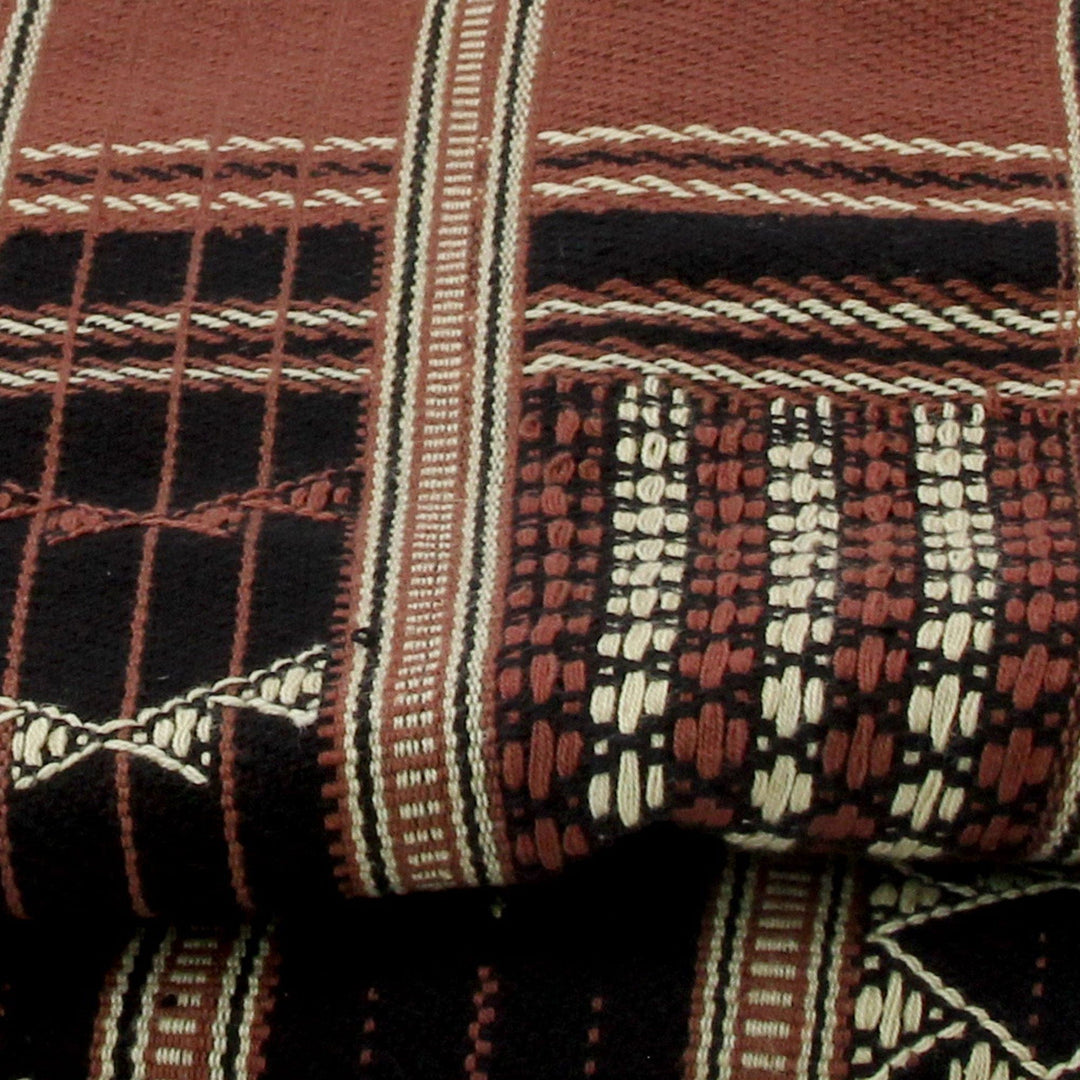 Cotton Geometric Handwoven Cotton Thrown in Black and Browns - Jodhpur Night