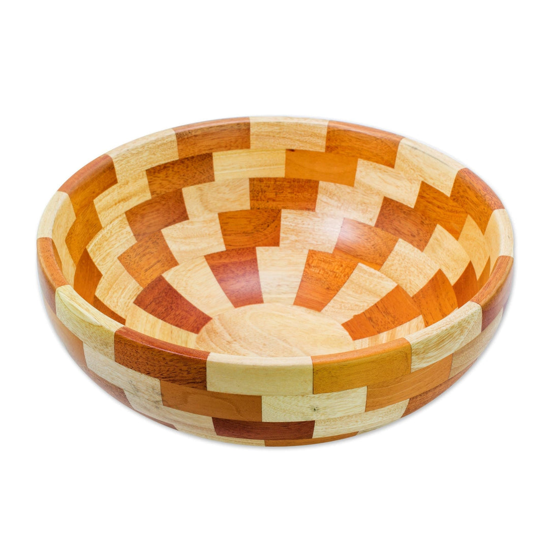 Artisan Crafted Natural Mahogany Palo Blanco Wood Bowl - Stairway of Nature