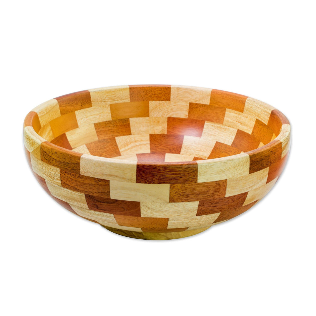 Artisan Crafted Natural Mahogany Palo Blanco Wood Bowl - Stairway of Nature