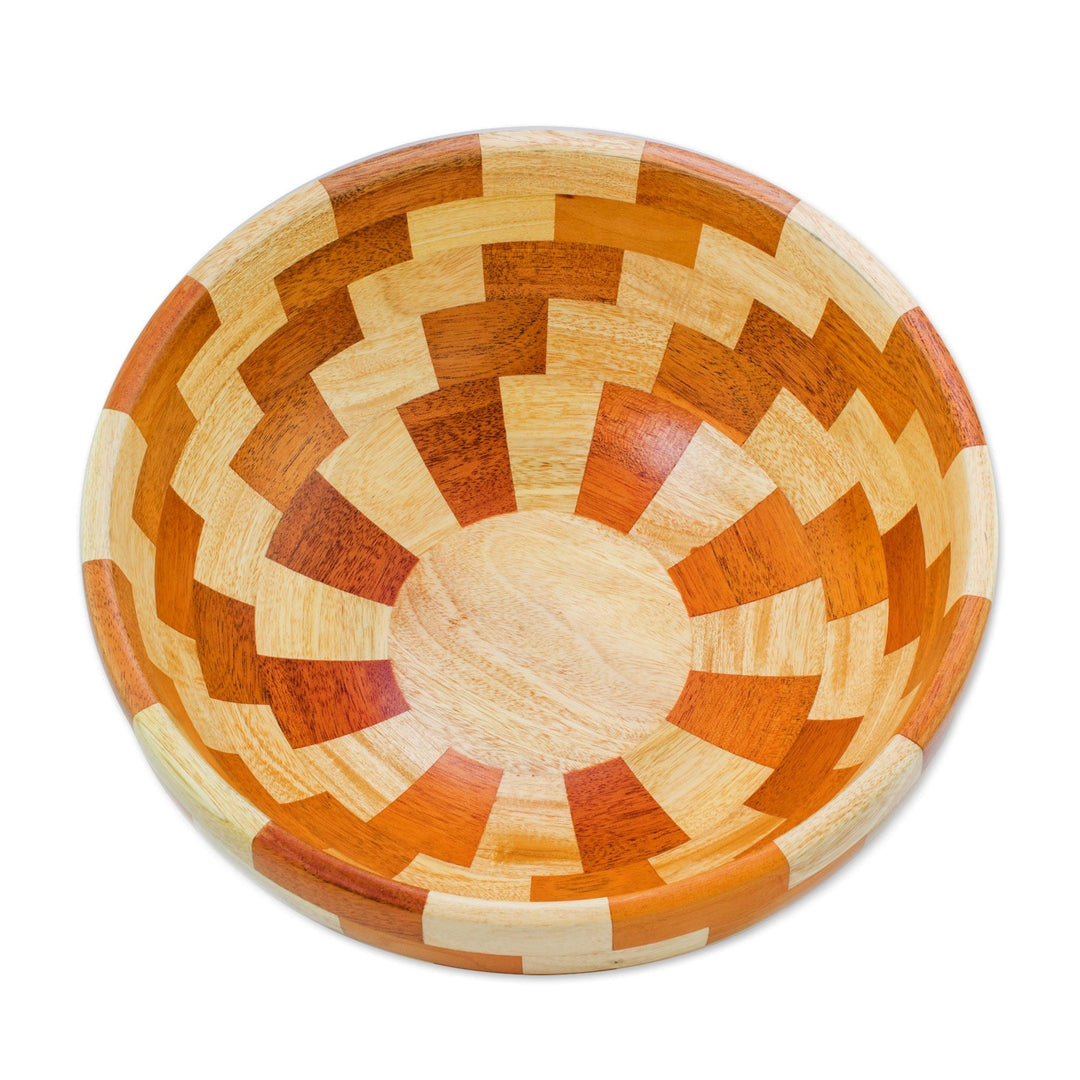 Artisan Crafted Natural Mahogany Palo Blanco Wood Bowl - Stairway of Nature