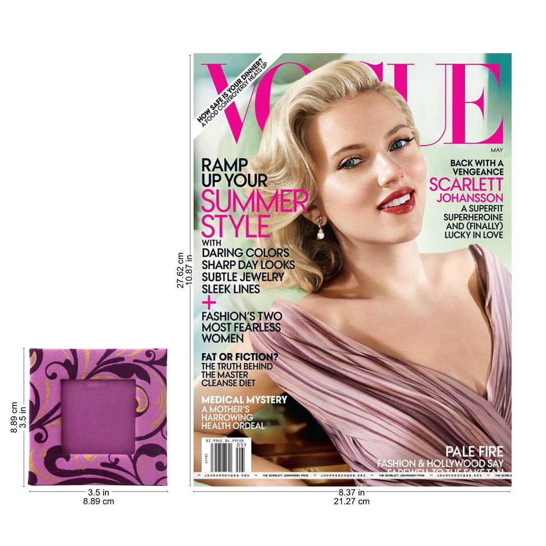 Fuchsia Handmade Paper 2x2 In Small Photo Frame - Fuchsia Flourish