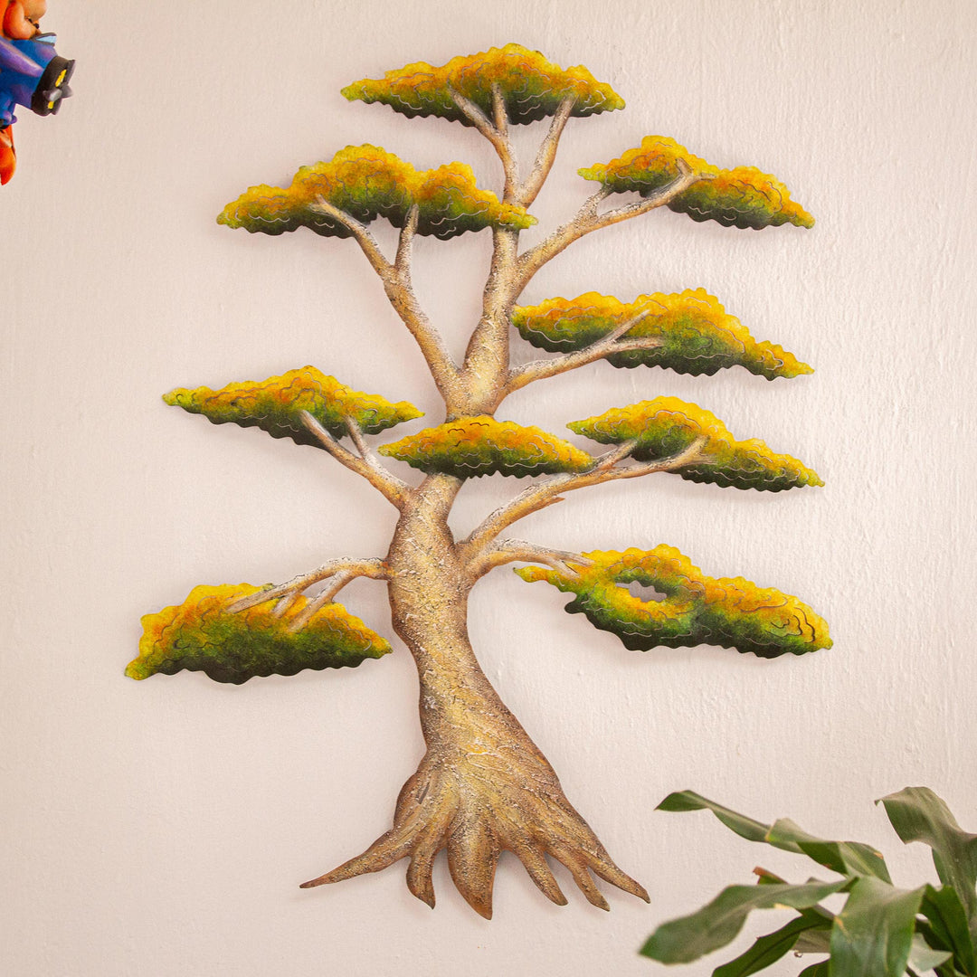 steel bonsai tree Handcrafted Mexico Steel Wall Sculpture of a Tree