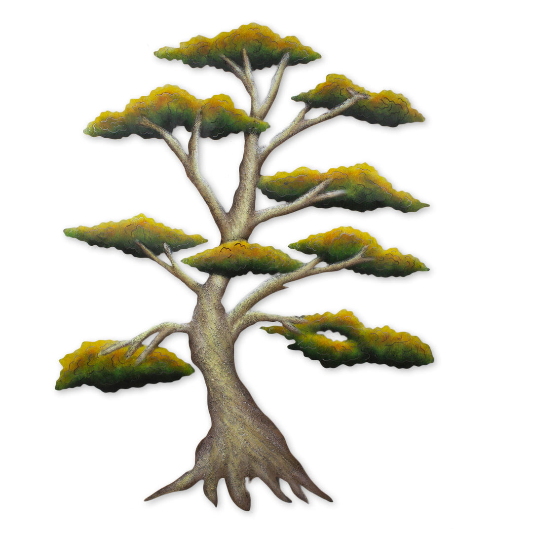 Handcrafted Mexico Steel Wall Sculpture of a Tree - Sunny Bonsai