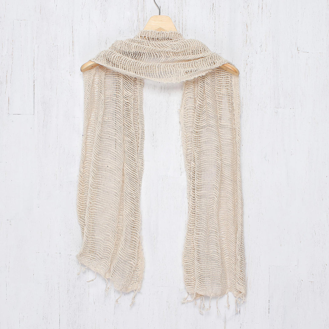 Natural Cotton Hand Woven Shawl Wrap from Thailand - Breeze of Nature
