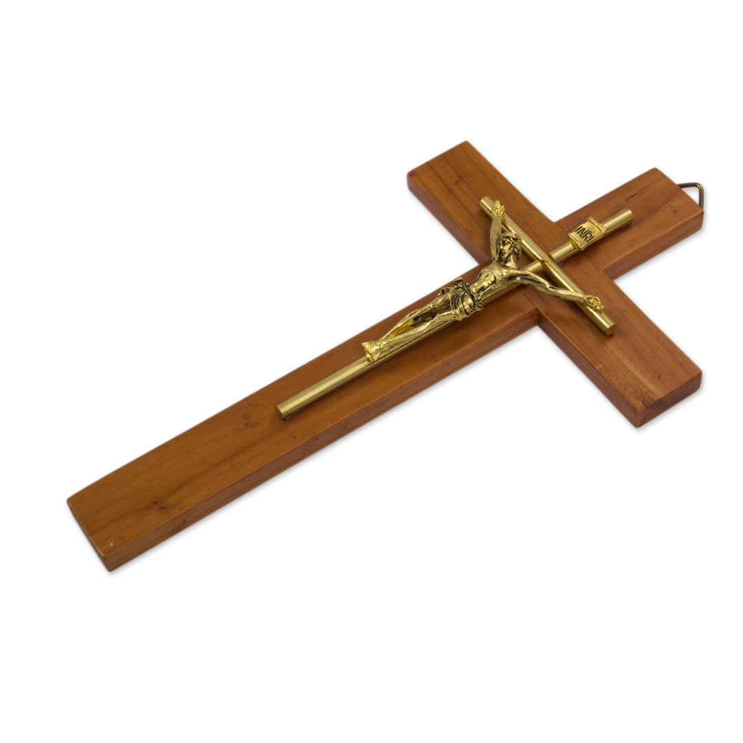 Artisan Crafted Cedar Wood Modern Wall Crucifix - Jesus Our Savior